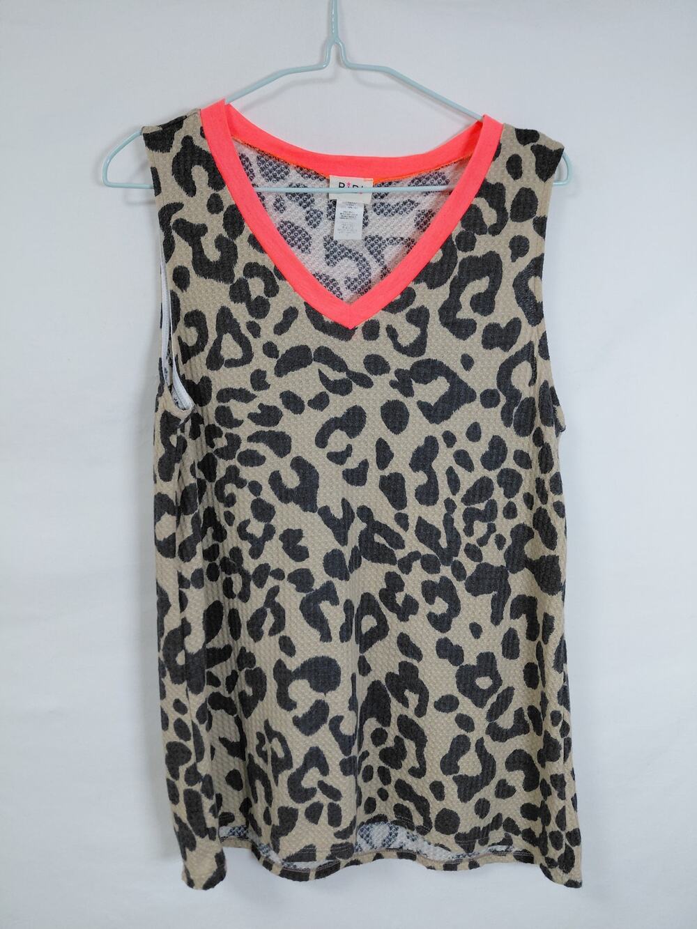 BiBi Made in USA Multicolor Animal Print V-Neck Knit Tank Top Women Size S